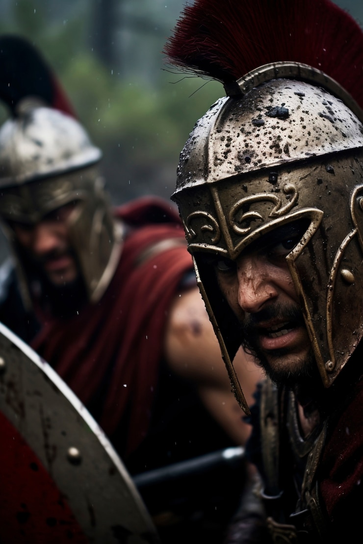 Foto gratuito ritratto di un combattente della grecia antica