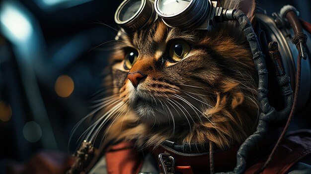 Ritratto di un gatto con un casco da astronauta