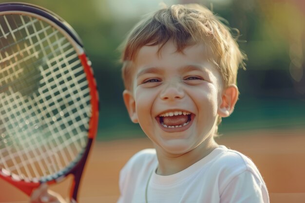 Ritratto di un giovane giocatore che pratica il tennis