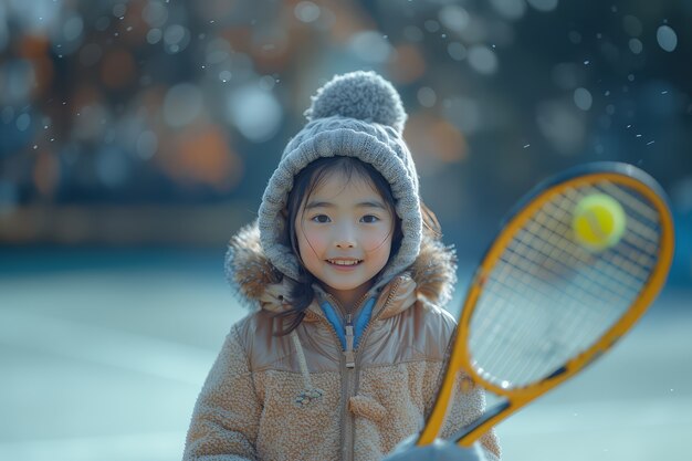 Ritratto di un giovane giocatore che pratica il tennis