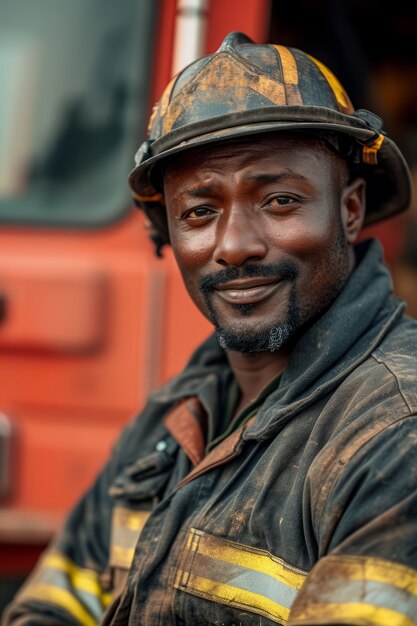 Ritratto di un uomo che lavora come pompiere