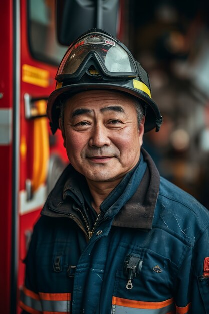 Ritratto di un uomo che lavora come pompiere