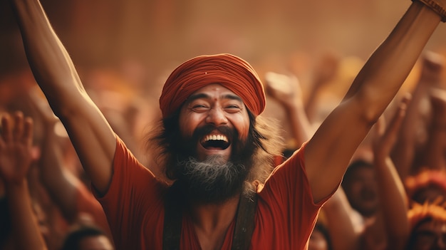 Ritratto di un uomo indiano che celebra la festa di Baisakhi