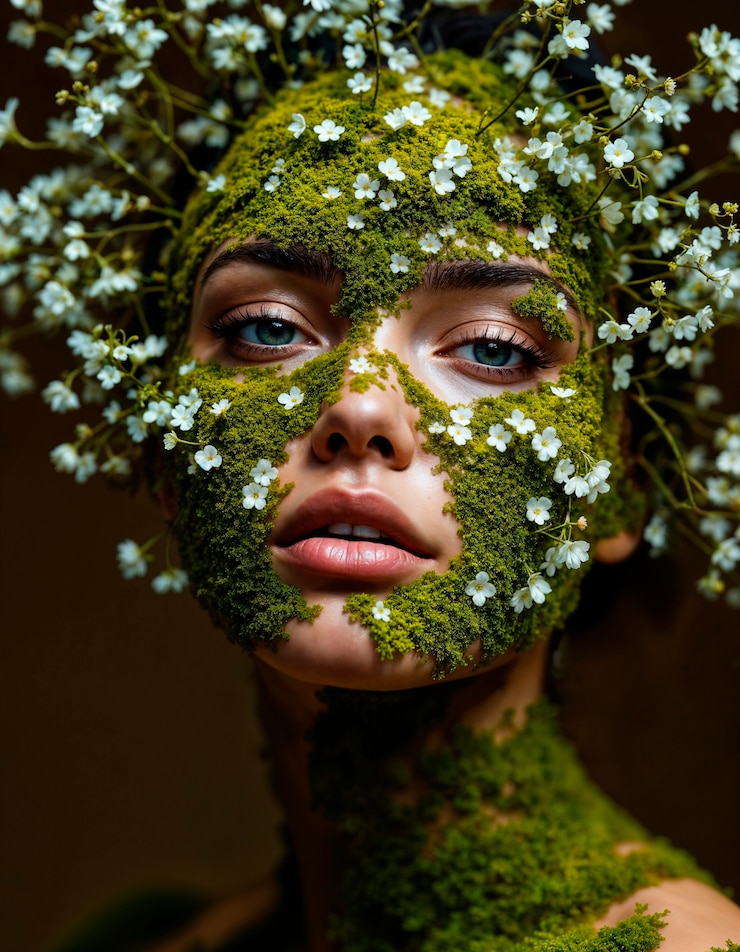 Foto gratuito ritratto di una bella donna che promuove il trucco naturale