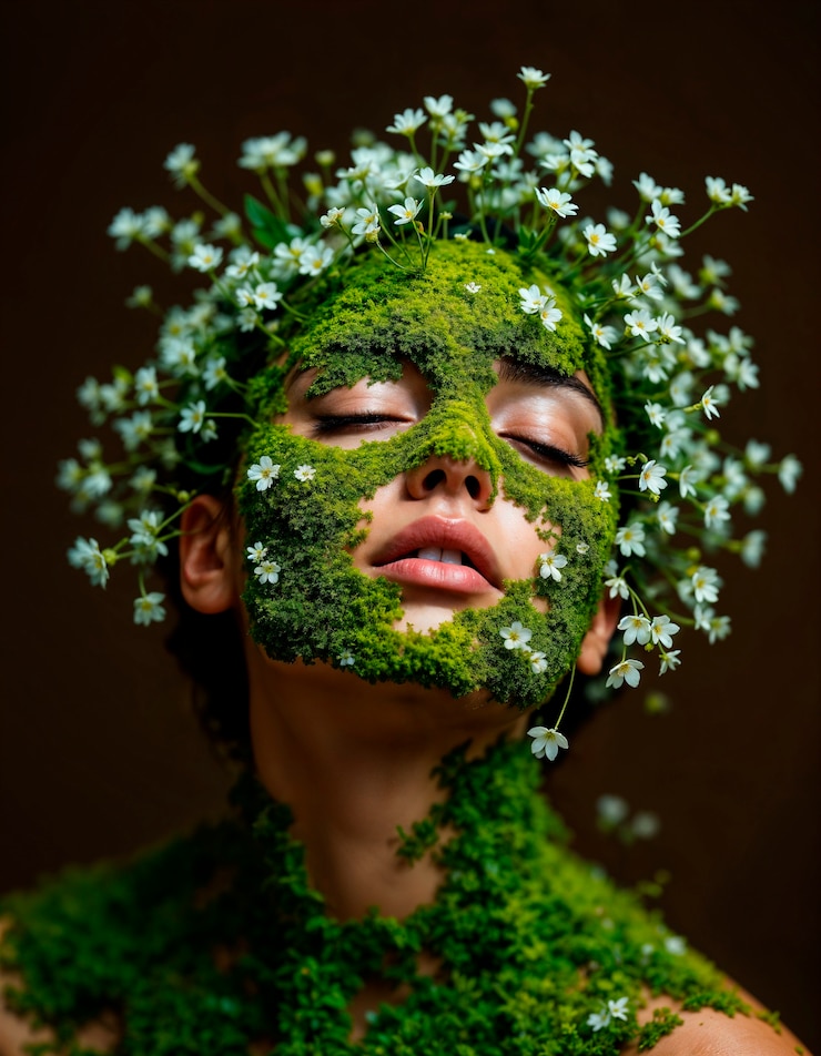 Foto gratuito ritratto di una bella donna che promuove il trucco naturale