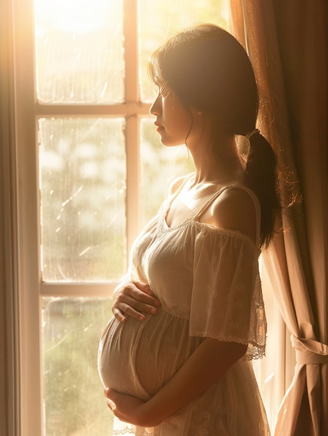 Ritratto di una bella donna incinta
