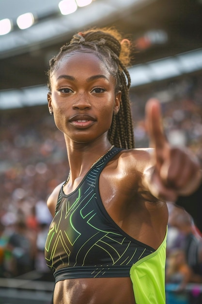 Ritratto di una donna che gareggia ai giochi olimpici