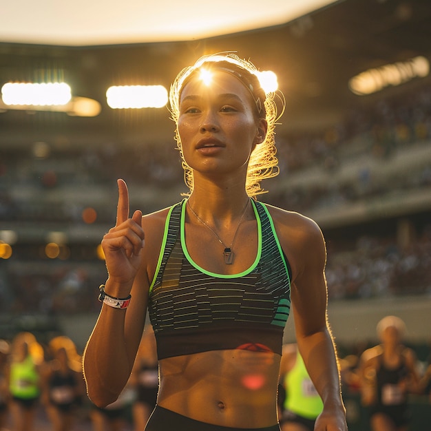 Ritratto di una donna che gareggia ai giochi olimpici