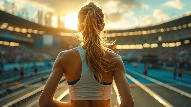 Ritratto di una donna che gareggia al campionato dei giochi olimpici