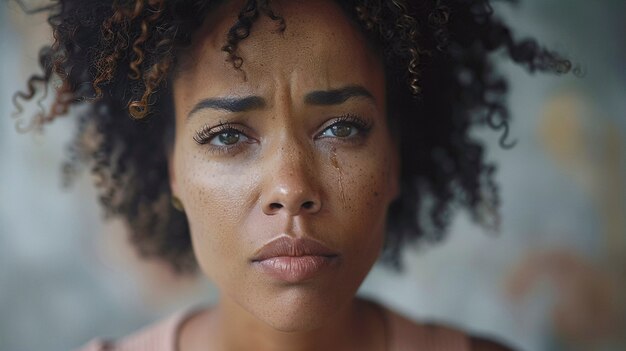 Ritratto di una donna che mostra forti emozioni che rappresentano la salute mentale