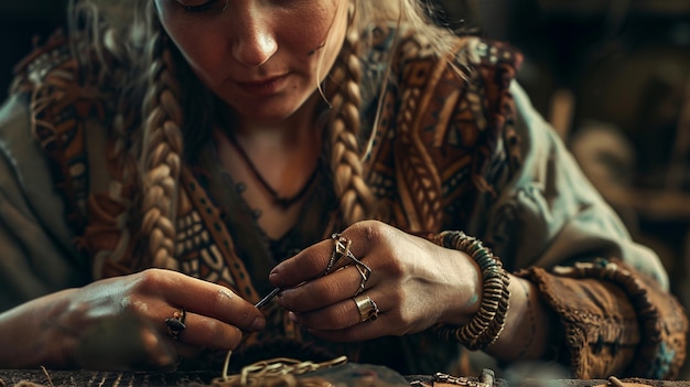 Ritratto di una donna vichinga scandinava