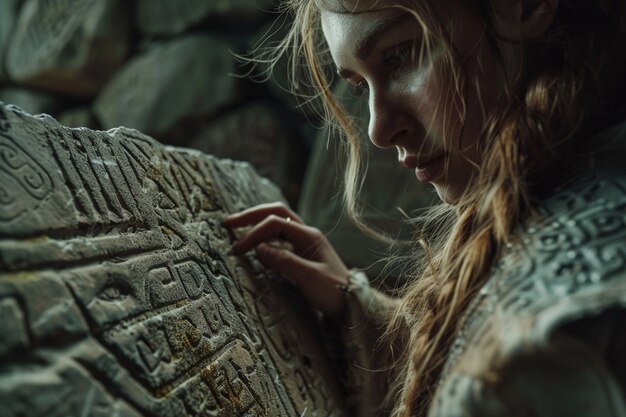 Ritratto di una donna vichinga scandinava