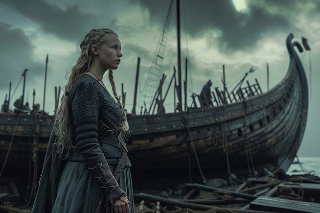 Ritratto di una donna vichinga scandinava