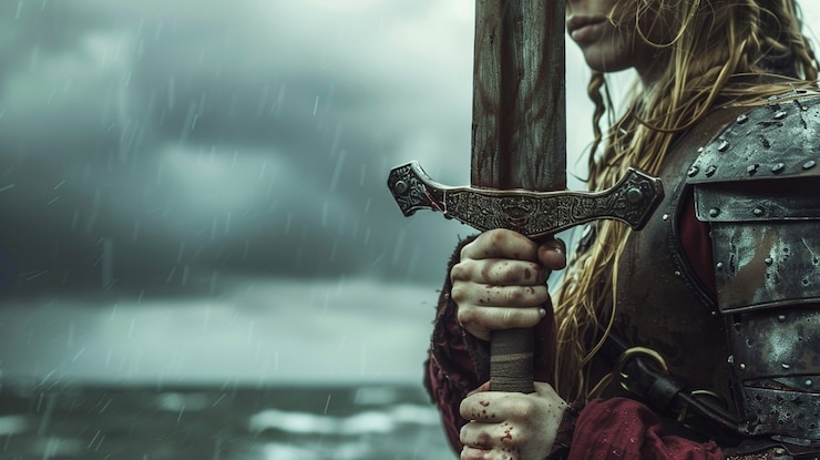 Foto gratuito ritratto di una donna vichinga scandinava