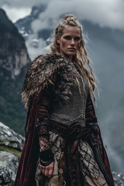 Ritratto di una donna vichinga scandinava