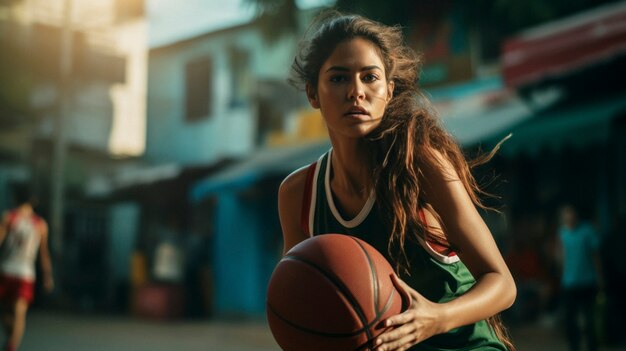 Ritratto di una giovane giocatrice di basket