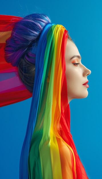 Ritratto di una persona con i colori dell'arcobaleno che simboleggiano i pensieri del cervello ADHD