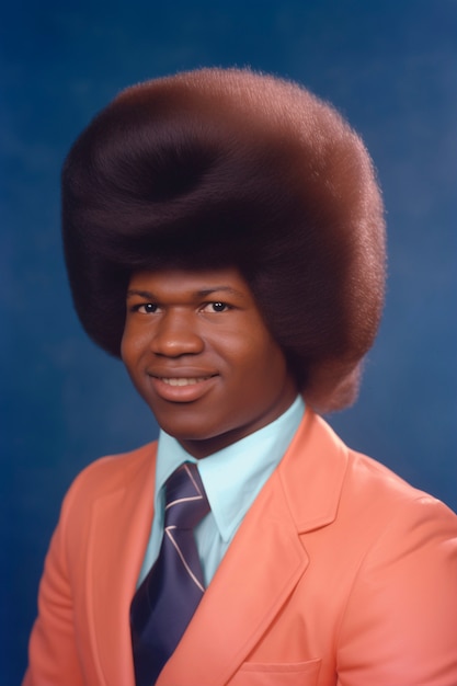 Ritratto di una persona con una parrucca buffa.