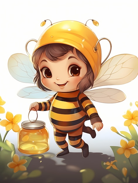 Ritratto di una ragazzina con un simpatico costume di api