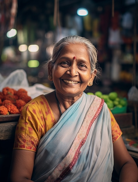 Ritratto di vecchia donna indiana