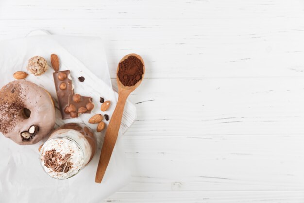 Roba di cioccolato vista dall&#39;alto