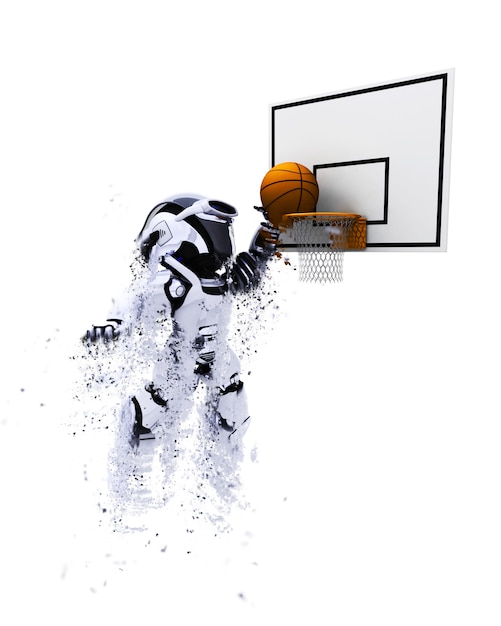 Robot 3D che gioca a basket