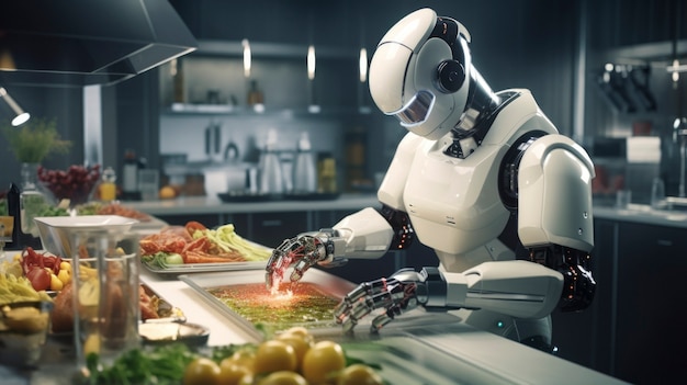 Robot che lavora come cuoco al posto degli esseri umani