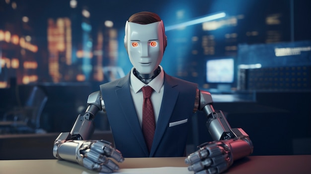 Robot che lavora come presentatore di notizie al posto degli esseri umani