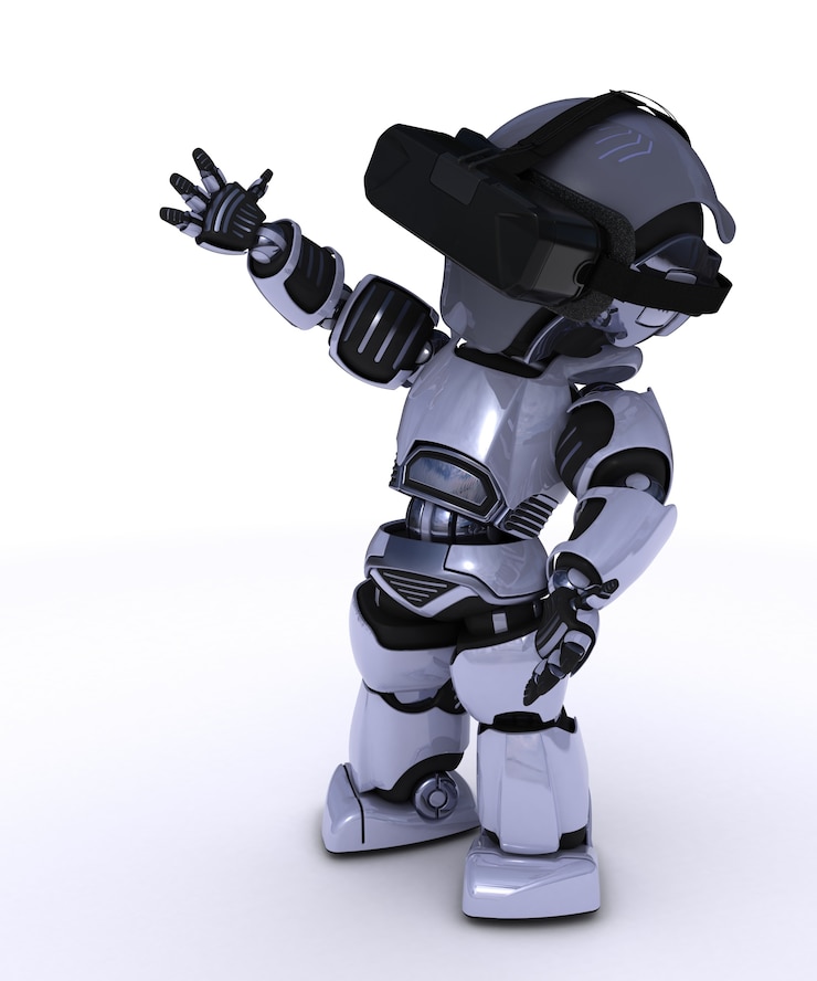 Foto gratuito robot con gli occhiali di realtà virtuale