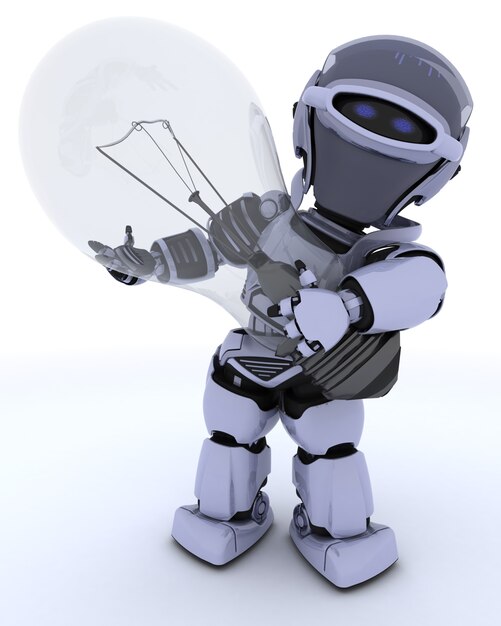 Robot in possesso di una lampadina