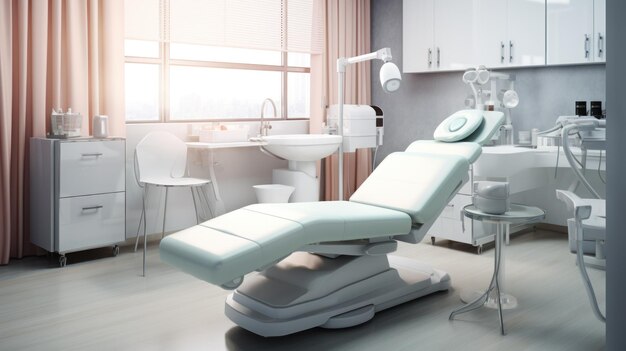 Sala con attrezzature nella clinica di dermatologia e cosmetologia