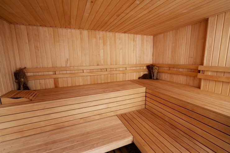 Foto gratuito sala sauna pulita e vuota