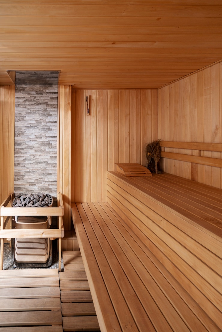 Foto gratuito sala sauna pulita e vuota