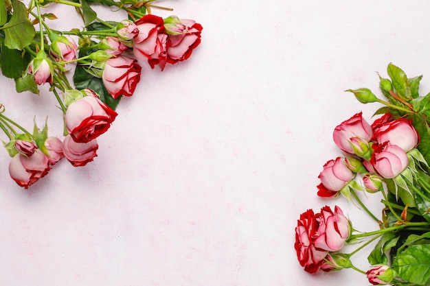 San Valentino sfondo, carta di San Valentino con rose, vista dall'alto