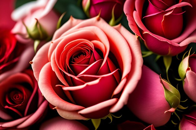 san valentino Un mazzo di rose rosa con la parola amore in cima