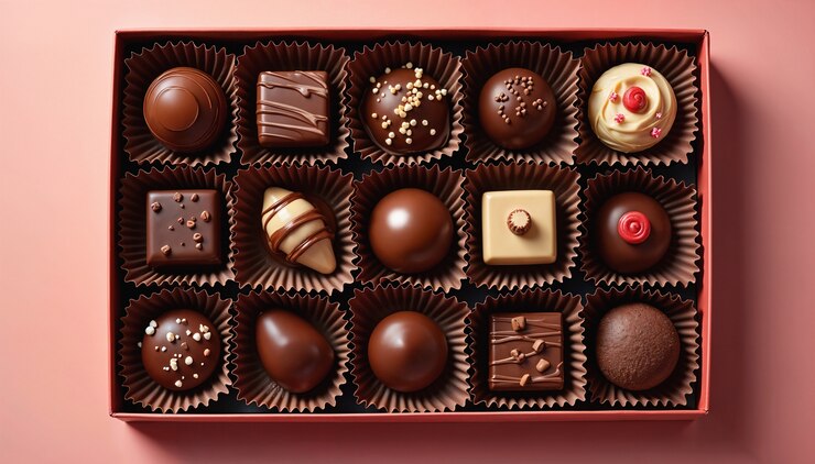 Foto gratuito scatola di cioccolato assortita