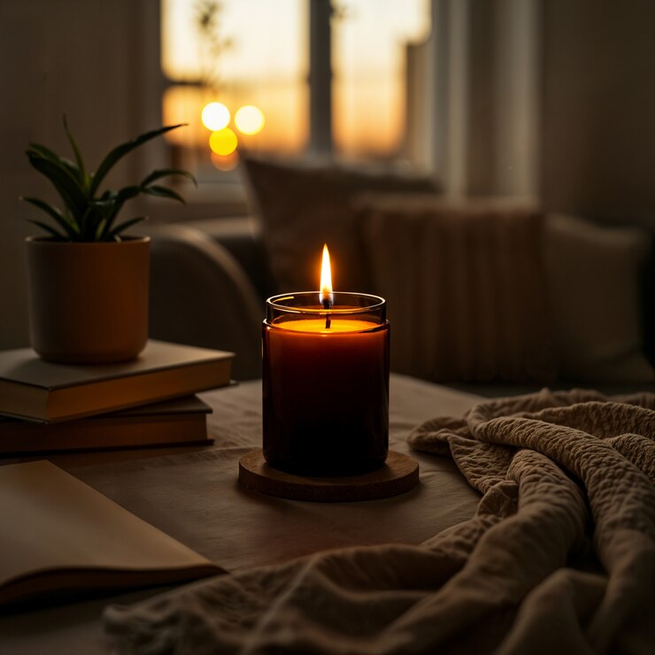 Foto gratuito scena accogliente alla luce delle candele
