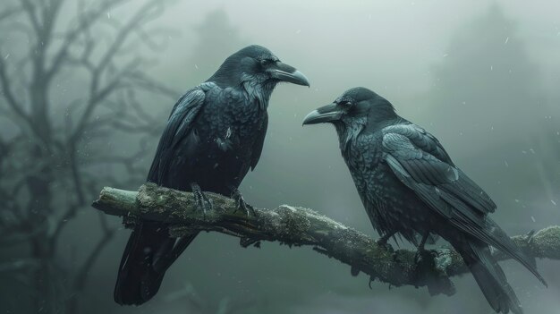 Scena buia di corvo all'aperto