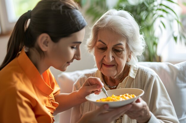 Scena cinematografica che raffigura il sostegno e la gentilezza tra le comunità di persone.