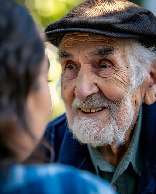 Scena cinematografica che raffigura il sostegno e la gentilezza tra le comunità di persone.