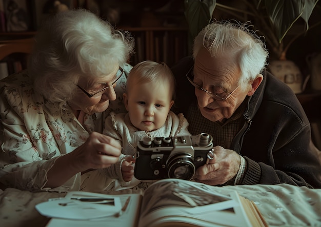 Scena cinematografica che raffigura il sostegno e la gentilezza tra le comunità di persone.