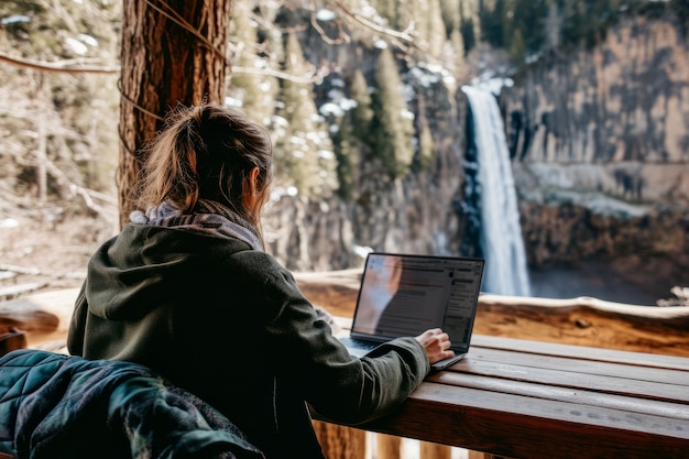 Scena con giovani diversi che sono nomadi digitali e lavorano a distanza da luoghi da sogno