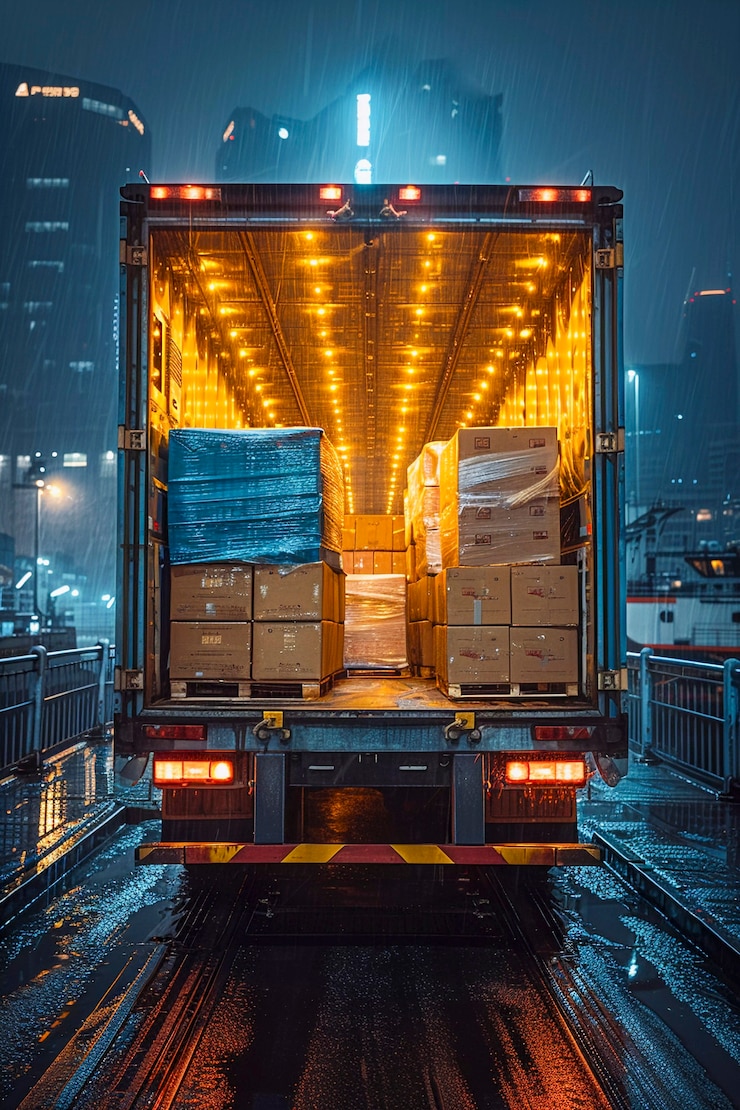 Foto gratuito scena con operazioni e procedimenti logistici fotorealistici