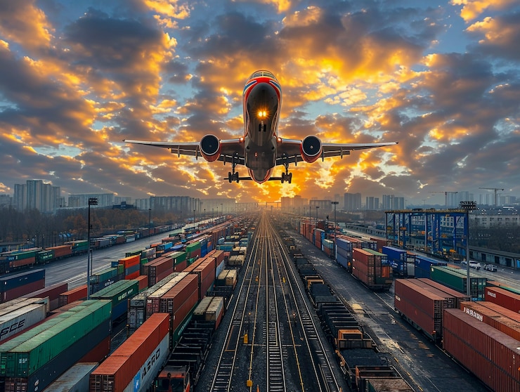 Foto gratuito scena con operazioni e procedimenti logistici fotorealistici