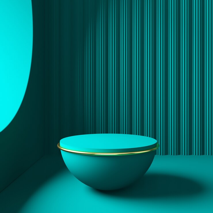 Foto gratuito scena con un podio blu minimo