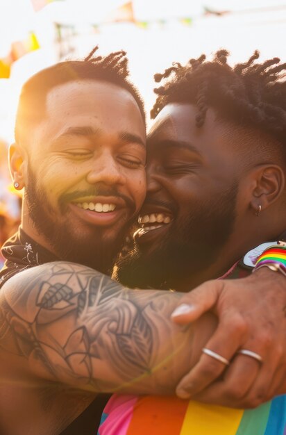 Scena dell'orgoglio con uomini che celebrano la loro sessualità