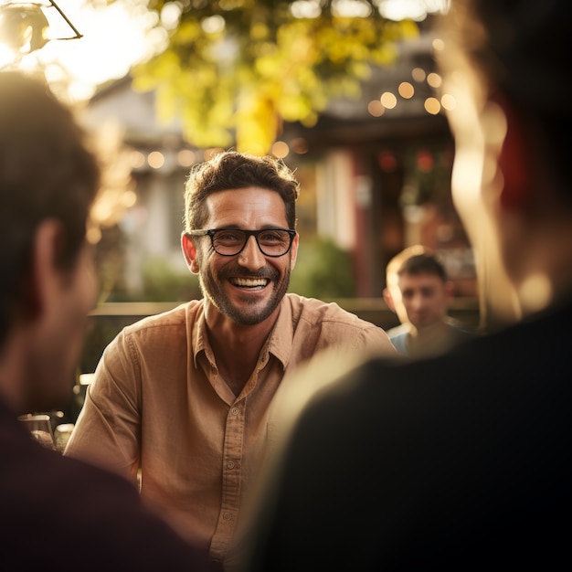 Scena di stile di vita della comunità che mostra la cura e il sostegno delle persone