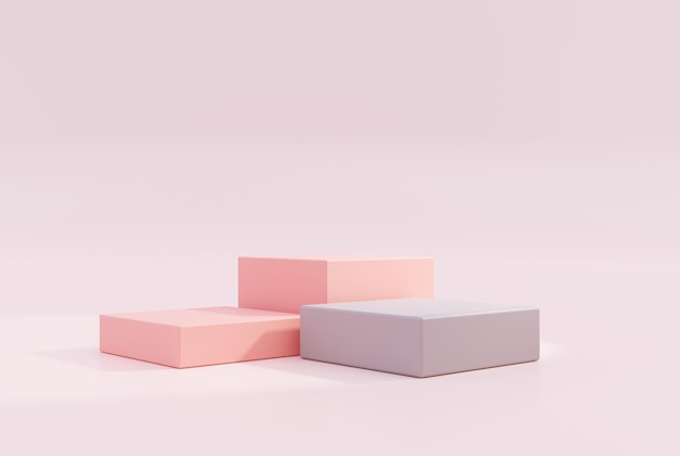 Scena di visualizzazione del prodotto del piedistallo della piattaforma vuota del podio minimo rosa pastello per il posizionamento del prodotto sfondo 3d