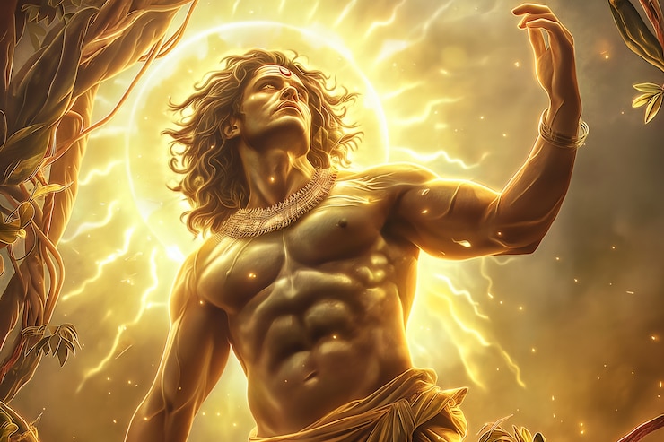 Foto gratuito scena fantastica che raffigura il dio del sole