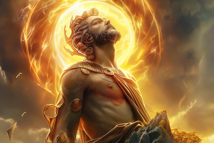 Foto gratuito scena fantastica che raffigura il dio del sole